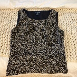 Ann Taylor Black and Cream Patterned Top